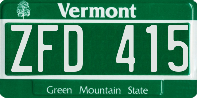 VT license plate ZFD415