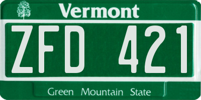 VT license plate ZFD421