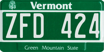 VT license plate ZFD424