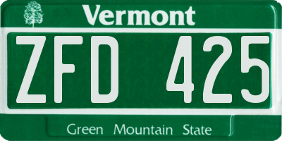 VT license plate ZFD425