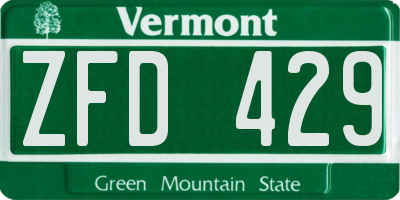 VT license plate ZFD429