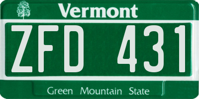 VT license plate ZFD431