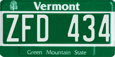 VT license plate ZFD434