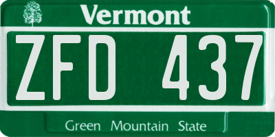 VT license plate ZFD437