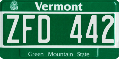 VT license plate ZFD442