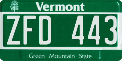 VT license plate ZFD443
