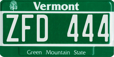 VT license plate ZFD444