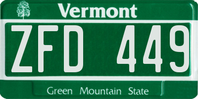 VT license plate ZFD449