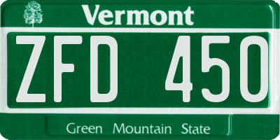 VT license plate ZFD450