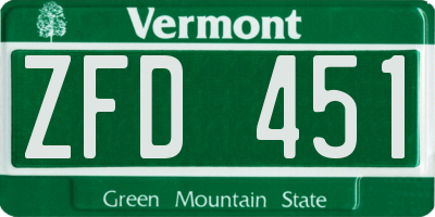 VT license plate ZFD451