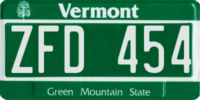 VT license plate ZFD454