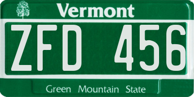 VT license plate ZFD456