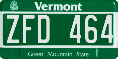 VT license plate ZFD464