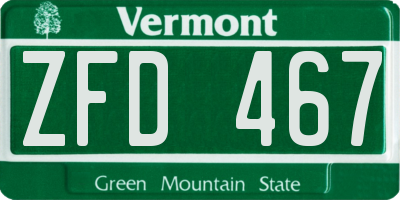 VT license plate ZFD467
