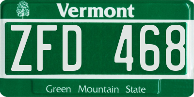 VT license plate ZFD468