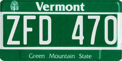 VT license plate ZFD470