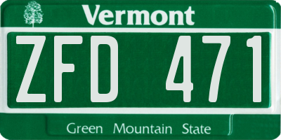 VT license plate ZFD471