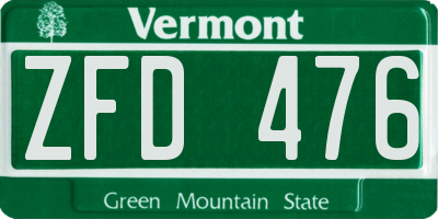 VT license plate ZFD476