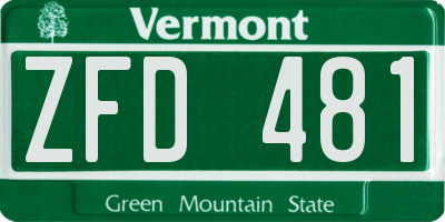 VT license plate ZFD481