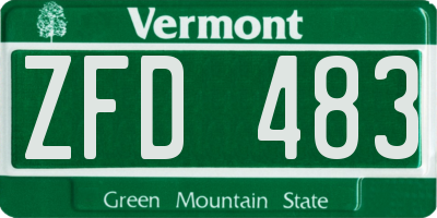 VT license plate ZFD483