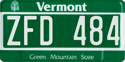 VT license plate ZFD484