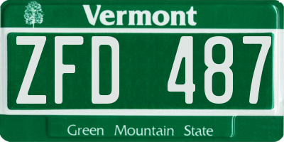 VT license plate ZFD487