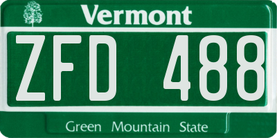 VT license plate ZFD488