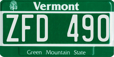 VT license plate ZFD490