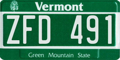 VT license plate ZFD491