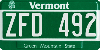 VT license plate ZFD492