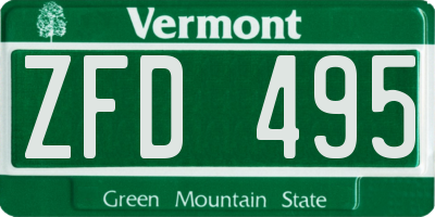 VT license plate ZFD495