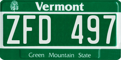 VT license plate ZFD497