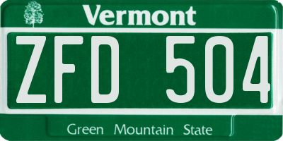 VT license plate ZFD504