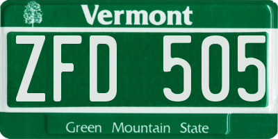 VT license plate ZFD505