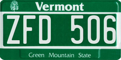 VT license plate ZFD506