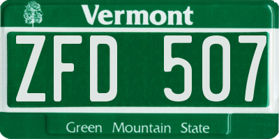 VT license plate ZFD507