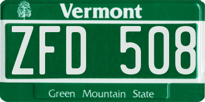 VT license plate ZFD508