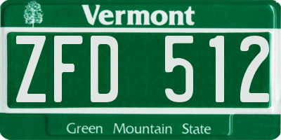 VT license plate ZFD512