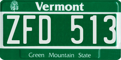VT license plate ZFD513