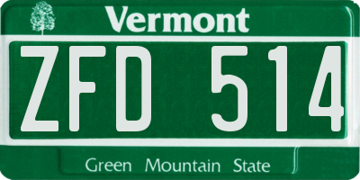 VT license plate ZFD514