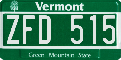 VT license plate ZFD515