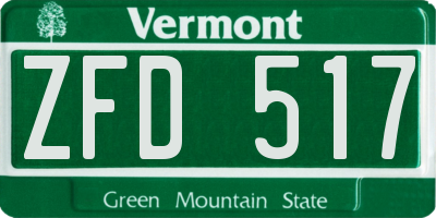 VT license plate ZFD517