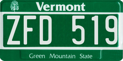 VT license plate ZFD519