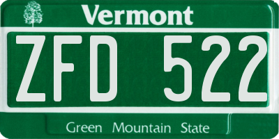 VT license plate ZFD522