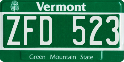 VT license plate ZFD523