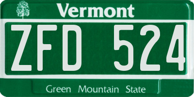 VT license plate ZFD524