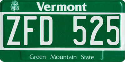 VT license plate ZFD525