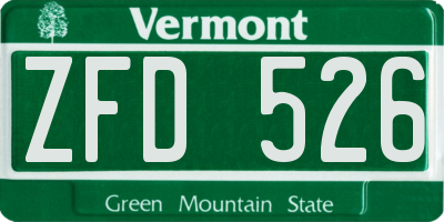 VT license plate ZFD526