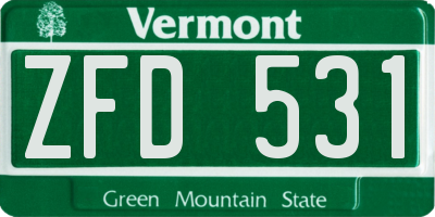 VT license plate ZFD531