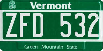 VT license plate ZFD532